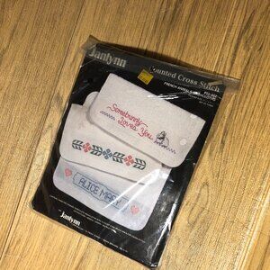 Vintage Janlynn Counted Cross Stitch set of three, French Animals washcloth